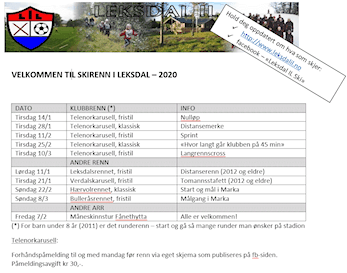 Terminliste - skirenn i Marka i 2020